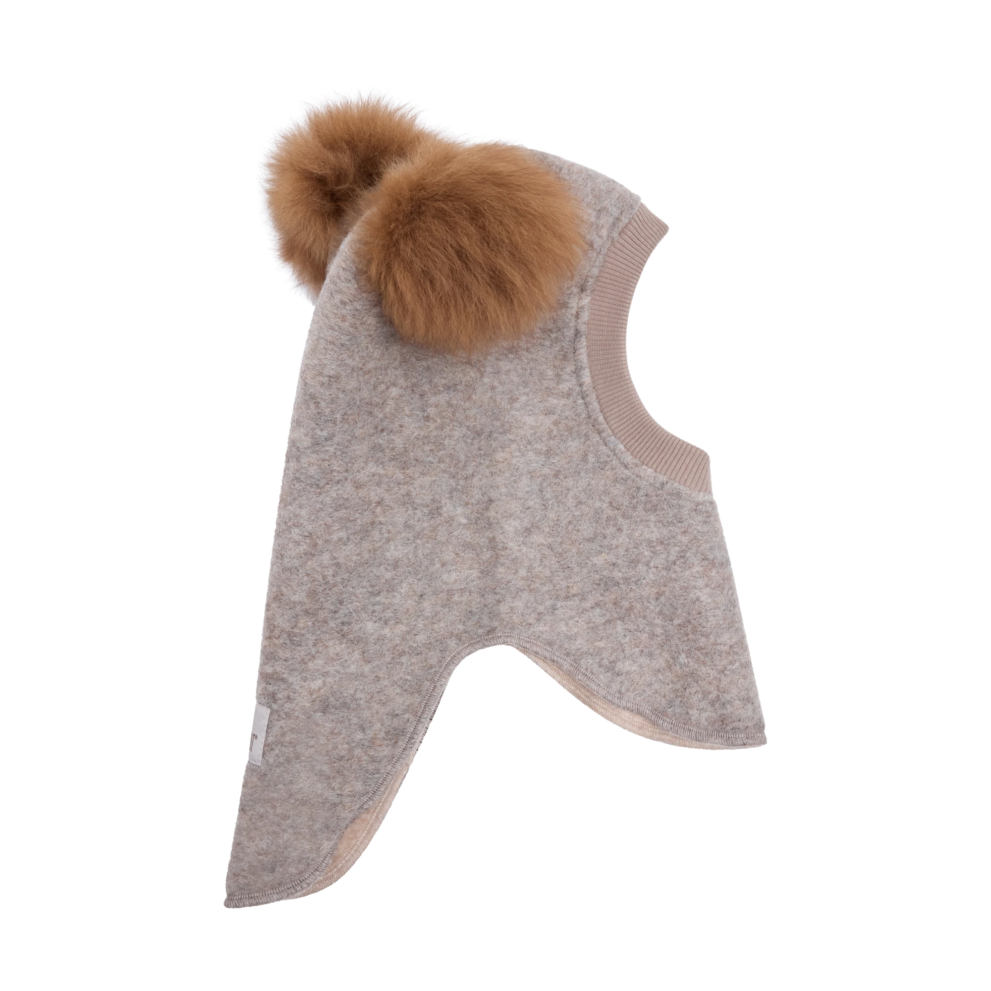 HUTTEliHUT Balaclava Wool Alpaca Pompoms - Camel Melange